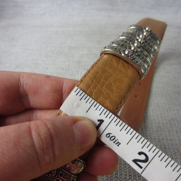 Courtenay Belt Womens Medium Brown Genuine Leather Medallion Vintage Western - Picture 14 of 15